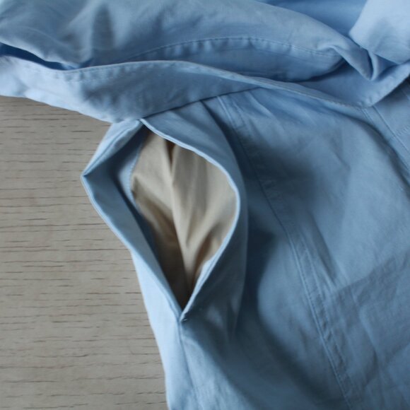 Theory Romper Button Up Shorts Pockets Collar Pale Blue - Picture 6 of 10